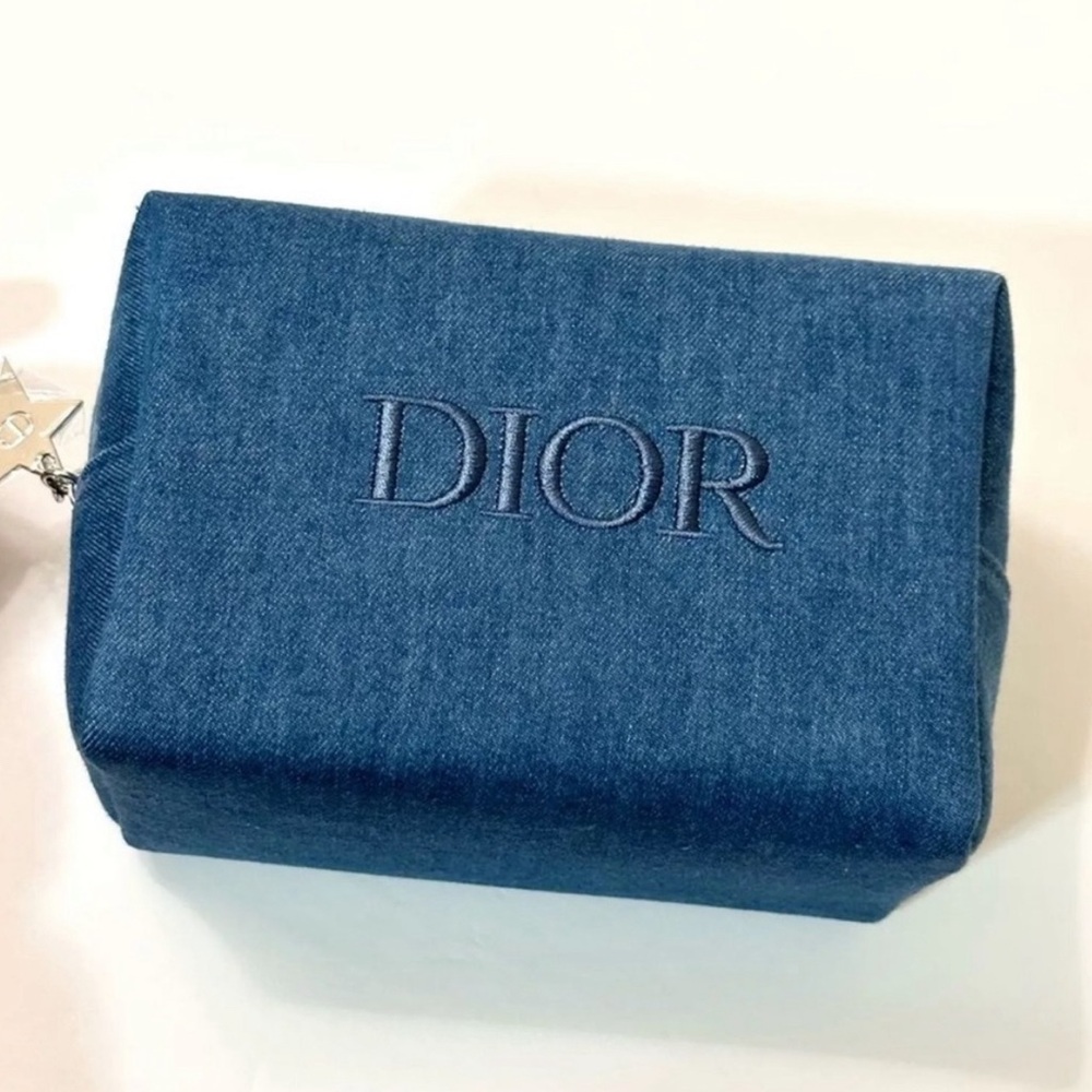 Dior Denim Cosmetic Pouch New With Dior Box, never used, clean.